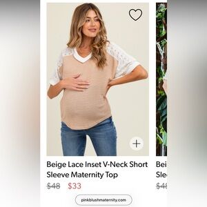 Pinkblush Beige and White Lace Knit Maternity Top